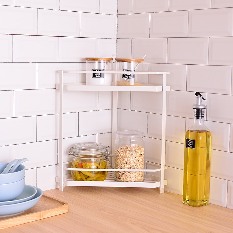 乐狮扇形落地铁艺置物架厨房转角三角架浴室桌面收纳架子调味罐架