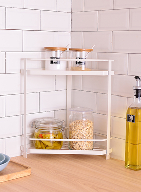 乐狮扇形落地铁艺置物架厨房转角三角架浴室桌面收纳架子调味罐架