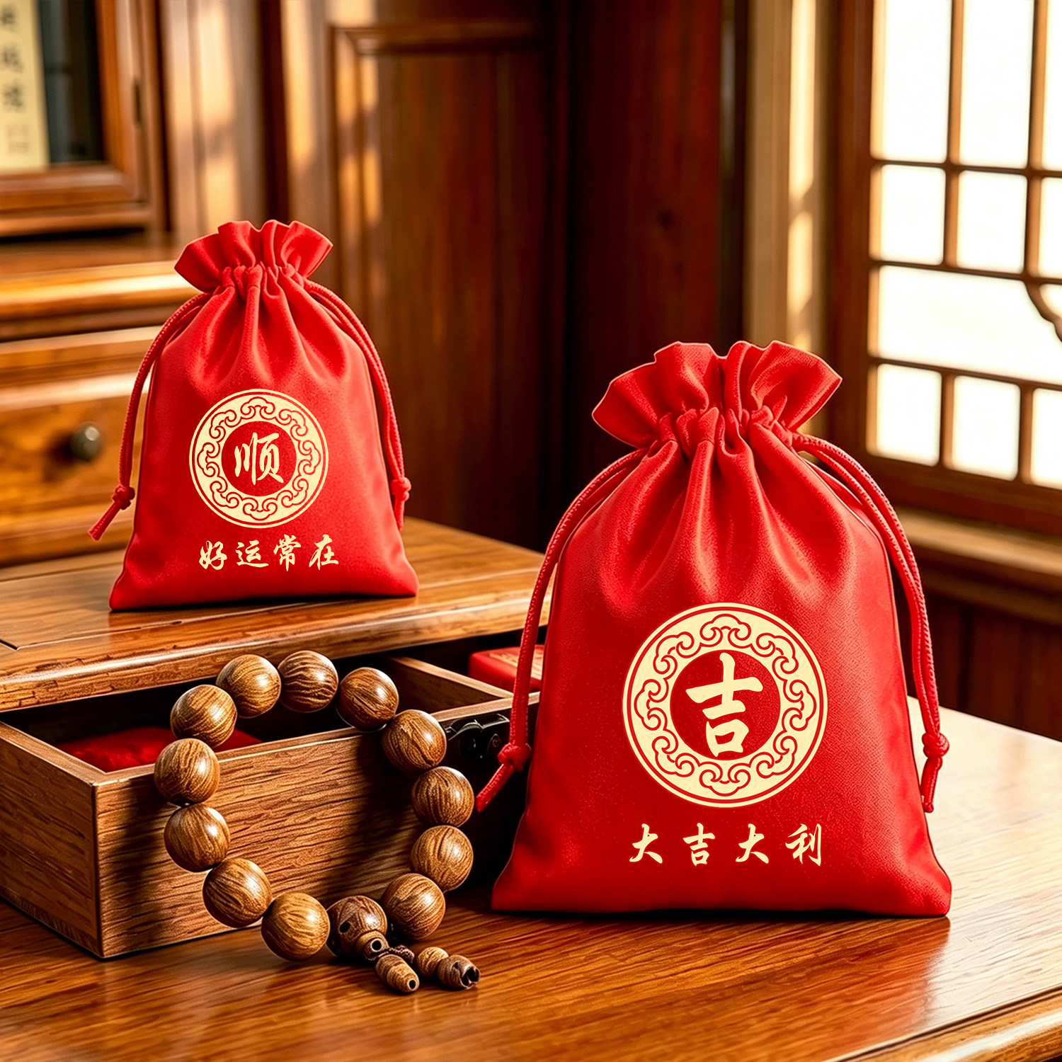 暴富发财布袋红色福袋礼品包装袋