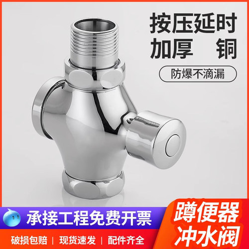 全铜手按式延时冲水阀厕所蹲便器