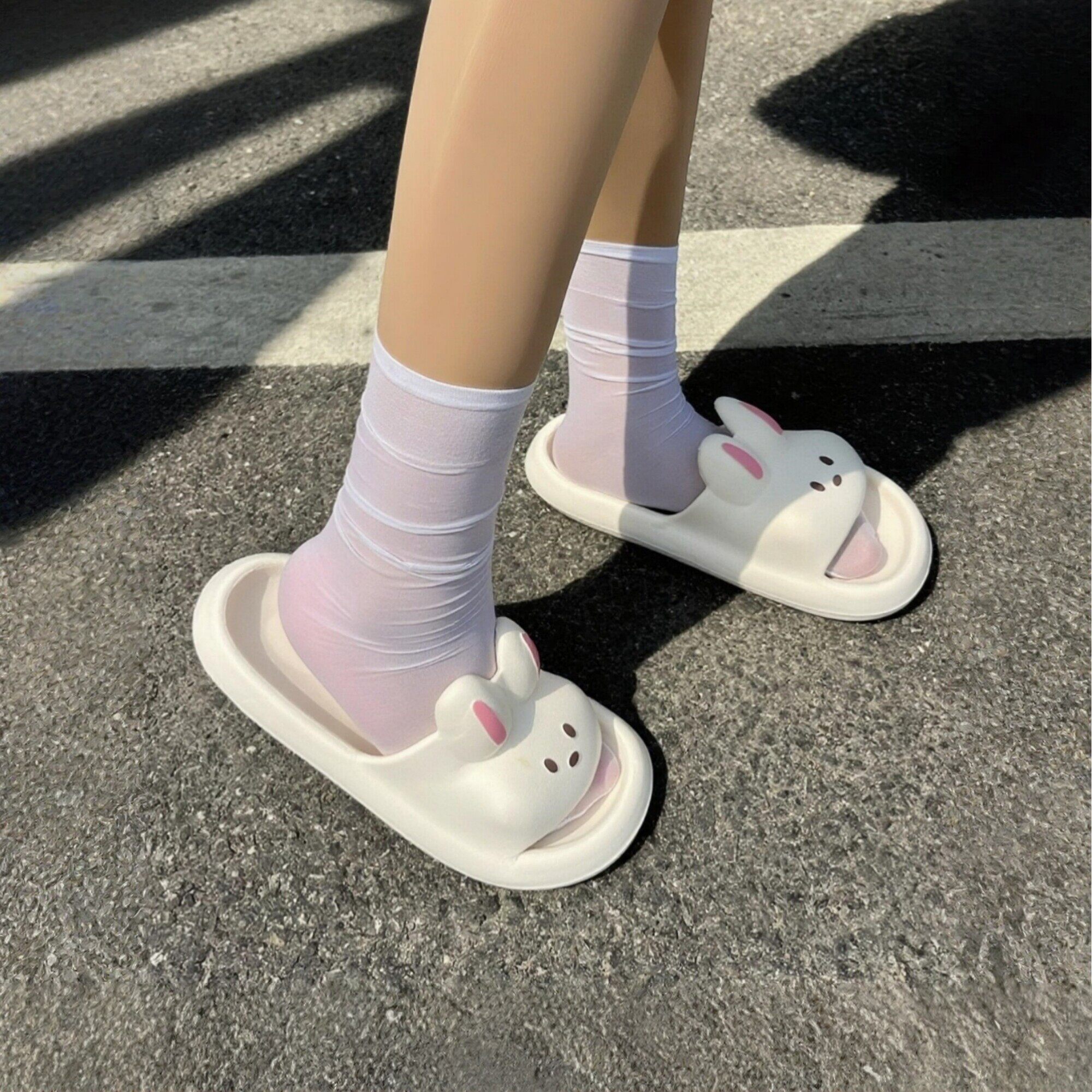 可爱兔子静音拖鞋亲儿童居