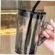 cup mug straw 450ml glass TEA home drink coffee office cups