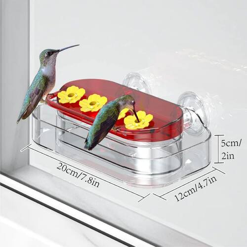 Hummingbird Feeder with 4 Feeding Ports Strong Suction Cups