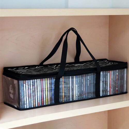 Large Clear Holds DVD CD Storage Holder Easy Zip Closure Car