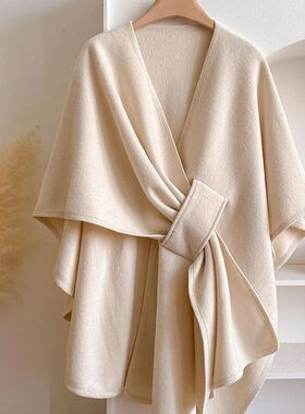 Women Poncho Winter Warm Shawl Double Sided Designer Thicken