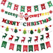 party 圣诞装 decorated woven Christmas flag non fabric 饰拉旗