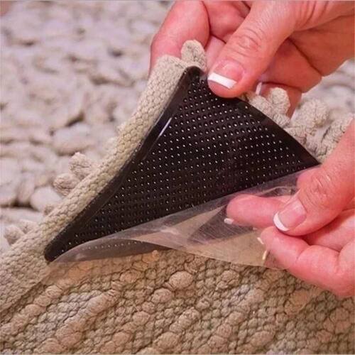 Silicone Anti-Slip Floor Mat 4-Piece Set Carpet Clips Corner