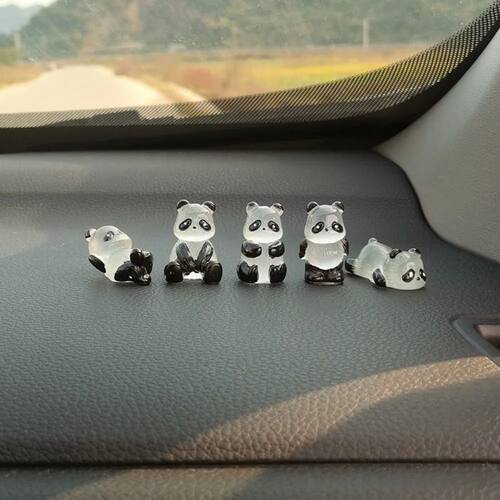 5PCS Luminous Glowing Panda Mini Figurines Glow in Dark Fair