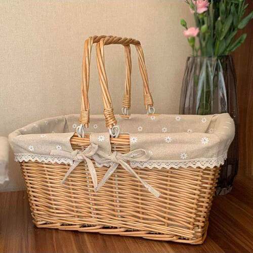 Portable vegetable Rattan storage basket Willow fruit basket