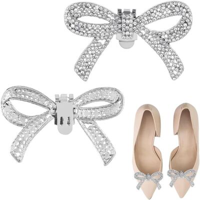 Detachable Rhinestone Bow Shoe Clips Sparkling Crystal Weddi