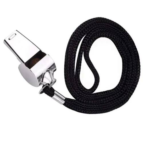 2 Pack Stainless Steel Sports Whistles with Lanyard, Loud Cr