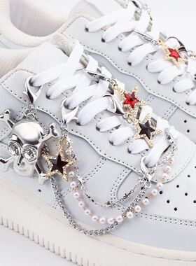 1PCS Luxurious Diamond DIY Heart Star Pearl Shoe Chain Punk