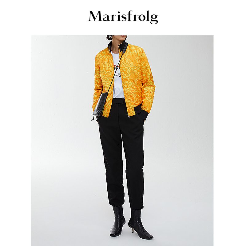 【会员价547元】玛丝菲尔春季新款黑色高腰羊毛休闲裤九分裤