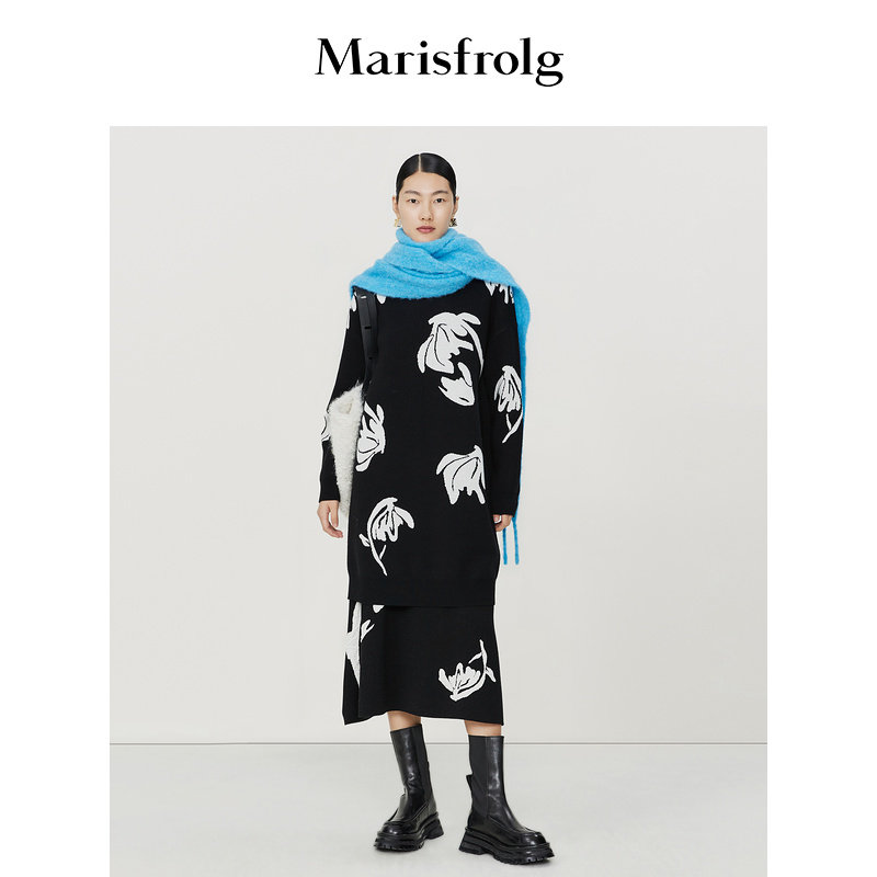 【云兔系列】玛丝菲尔冬季新款长袖刺绣纯羊毛针织连衣裙,女装/女士精品,连衣裙,淘宝优惠券,粉丝福利购,淘宝优惠卷