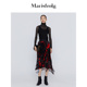 黑色不规则时尚 半身裙 新款 中长款 商场同款 玛丝菲尔奥莱春季