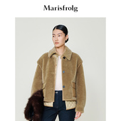 皮草羊羔毛两件套 浅咖外套衬衫 一衣多穿 玛丝菲尔秋冬女装