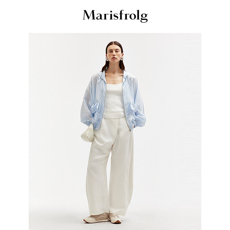 【商场同款】Marisfrolg玛丝菲尔夏季新款时尚宽松灰蓝色短外套女