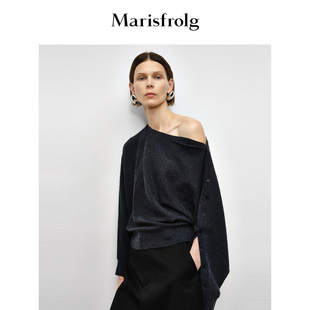 【绵羊毛】Marisfrolg玛丝菲尔秋季时尚蝙蝠连袖套头针织衫女