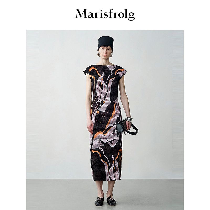 【艺术家灵感】Marisfrolg玛丝菲尔花火一字领修身花苞洋装连衣裙