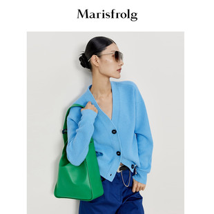 毛针织开衫 新款 玛丝菲尔商场同款 减龄慵懒风 梵高星月蓝