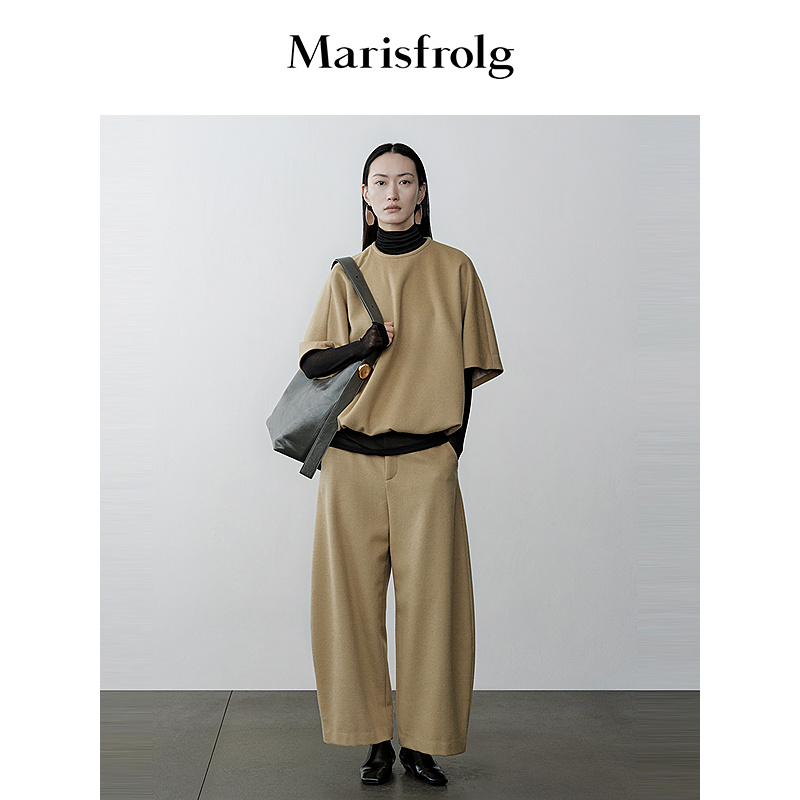 【会员价1788元】玛丝菲尔奥莱冬季新款沙漠黄绒感羊毛T恤上衣