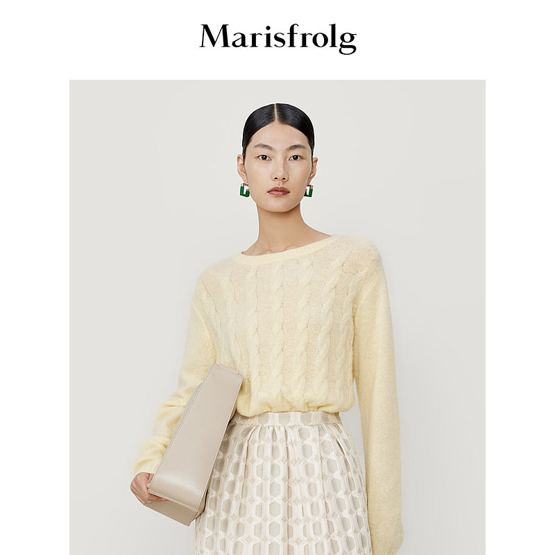 【粉丝专享】玛丝菲尔春季新款黄色羊毛圆领毛针织衫慵懒风,女装/女士精品,毛针织衫,淘宝优惠券,粉丝福利购,淘宝优惠卷