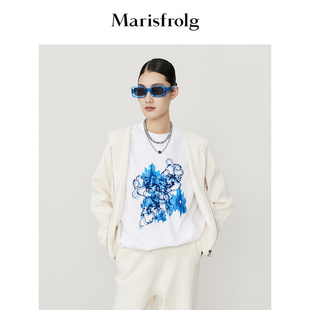 玛丝菲尔秋季 搭配系列 白色休闲百搭连帽短外套 经典