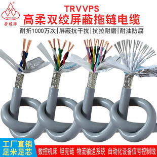 拖链双绞屏蔽电缆线TRVVPS 2-40芯RS485信号线 伺服编码器线 国标