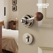 吉尔保盾原创设计钛银色门锁室内卧室房门锁中古覆古胡桃木门把手