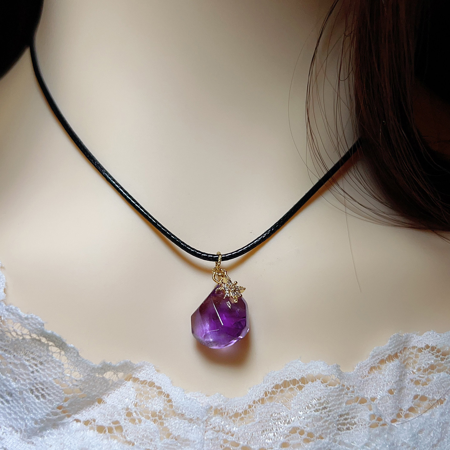 天然紫水晶随型吊坠饰品锁骨黑绳个性简单首饰2月生辰石守护石,饰品/流行首饰/时尚饰品新,颈饰,淘宝优惠券,粉丝福利购,淘宝优惠卷