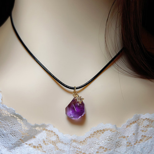 天然紫水晶随型吊坠简约百搭锁骨