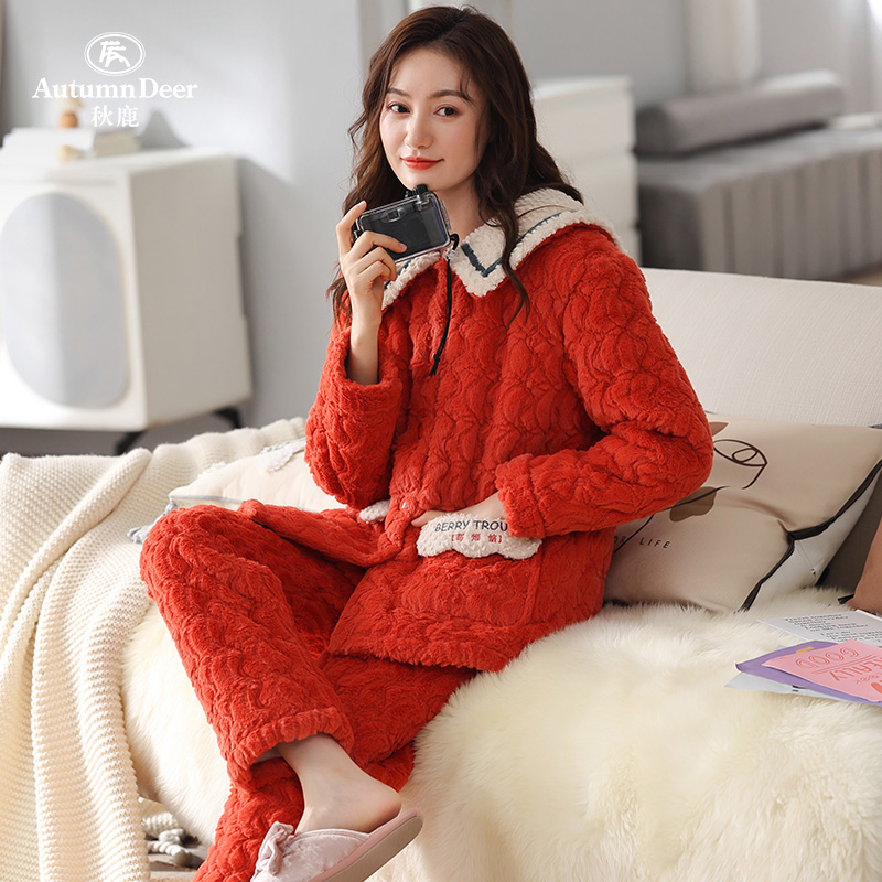 2022年法兰绒睡衣新款女