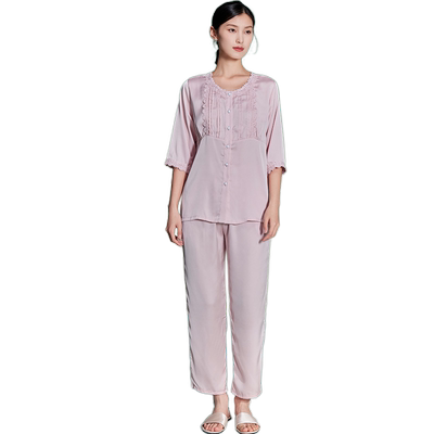 秋鹿女生冰丝花边睡衣