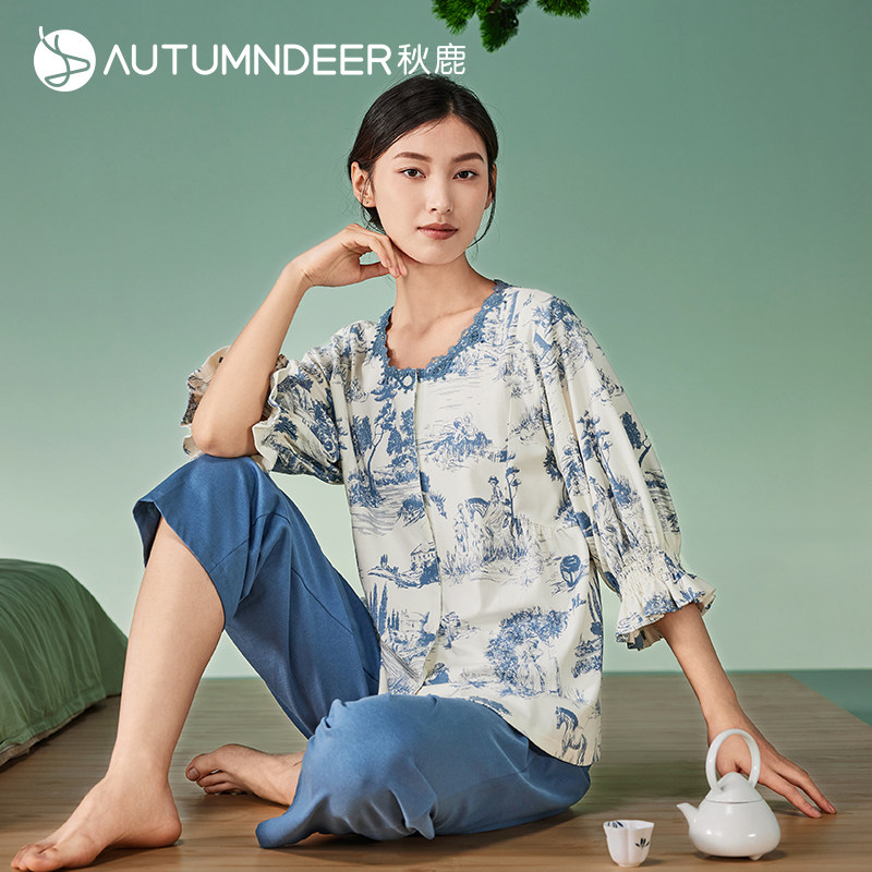 秋鹿睡衣女夏款家居服