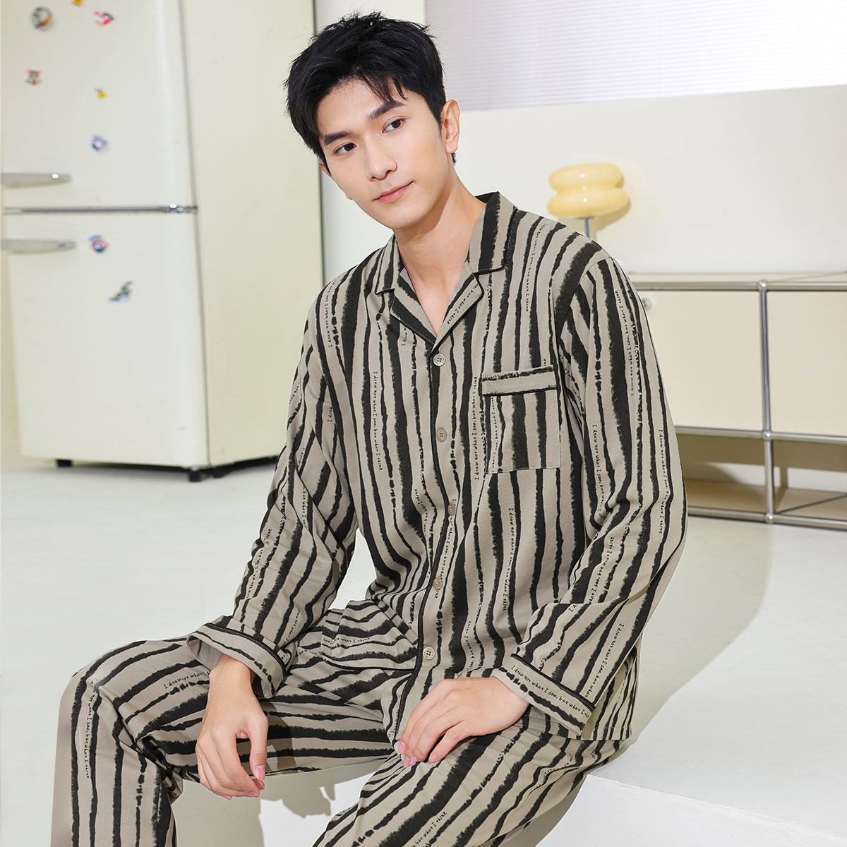 秋鹿情侣男女丝滑纯棉5A抑菌睡衣