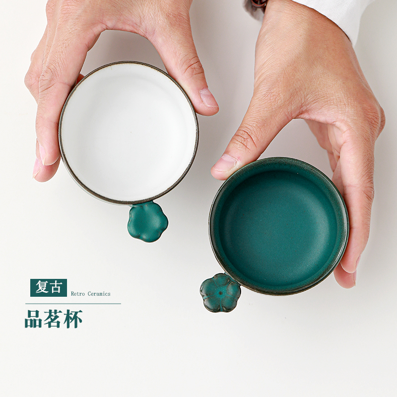 带柄防烫茶杯陶瓷功夫茶具茶杯y单杯窑变品茗杯主人杯喝茶杯子复