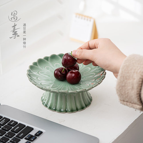 现代简约莲花茶点盘壶承果盘两用
