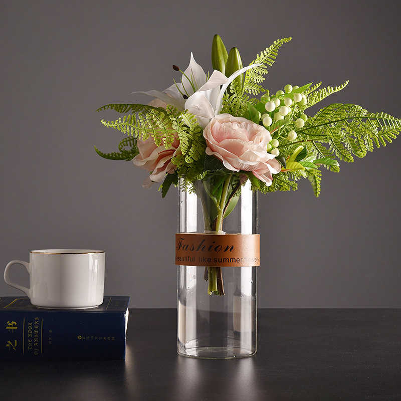 北欧风水培植物玻璃瓶客厅干花插花摆件简约大号花器透明花瓶ins