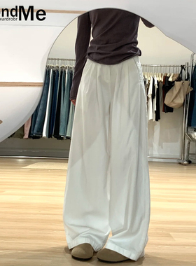 白色阔腿牛仔裤女2026夏季新款宽松垂感高腰显瘦百搭直筒拖地裤子