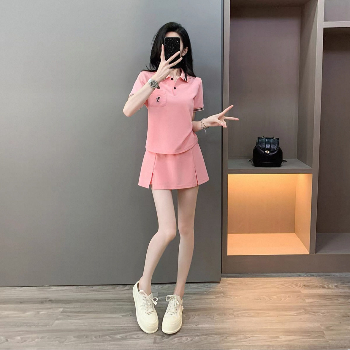 新品运动套装女夏薄款2025新款韩系高级设计感品牌短袖短裤跑步两