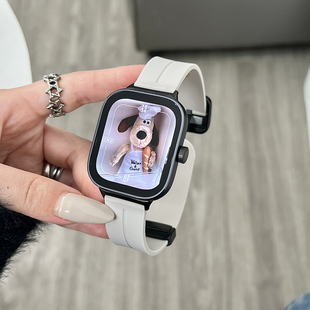 iboann適用vivowatchgt表帶磁吸扣硅膠iQOO智能手表watchgt新款 透氣腕帶星光 夏夜黑通用男女生非原裝 白快拆式