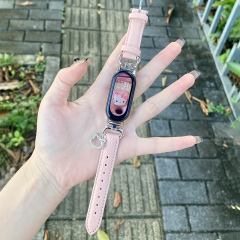iboann适用小米手环8/9腕带10小蛮腰7表带通用3/4/5/6NFC版陶瓷版真皮质荔枝纹ins风时尚个性潮女生替换带
