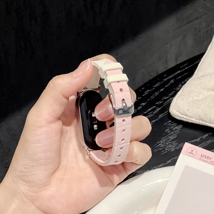 iboann适用小米手环10表带8/9竹节纹硅胶7通用NFC版替换腕带男女生夏天配件ins风透气手表带