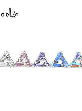 F136钛合金爆闪锆石三角形耳钉养耳洞耳骨钉几何个性耳蜗钉耳饰