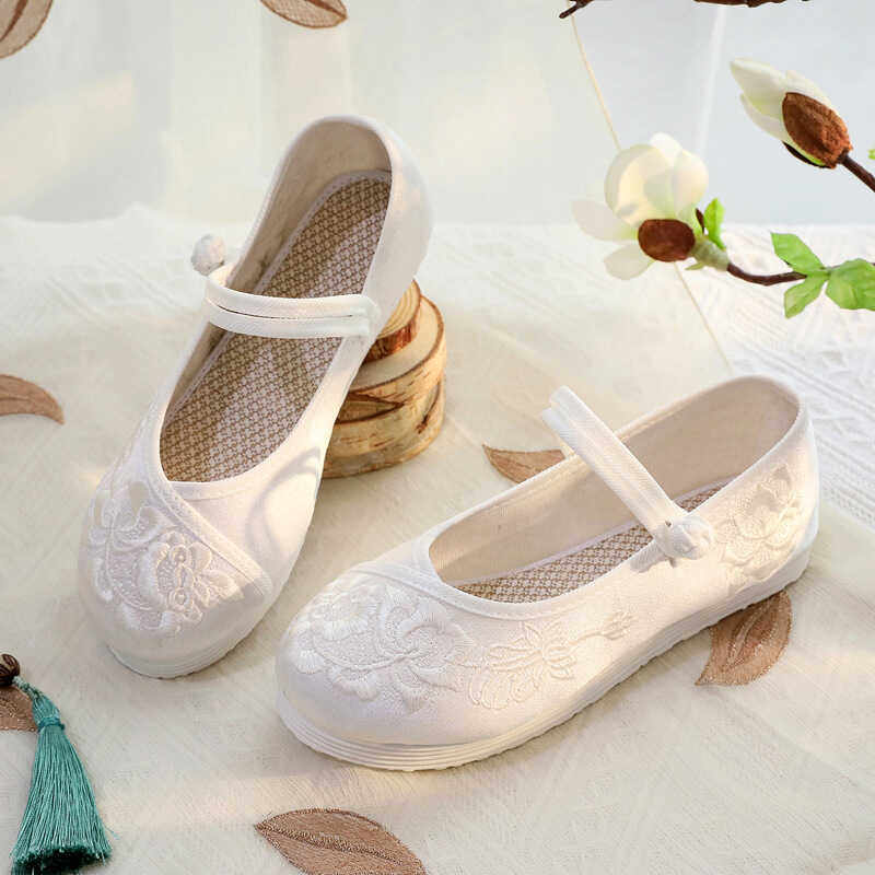 汉服鞋子女春夏老北京布鞋平底禅意绣花鞋低跟民族风茶艺师工作鞋,女鞋,传统布鞋,淘宝优惠券,粉丝福利购,淘宝优惠卷