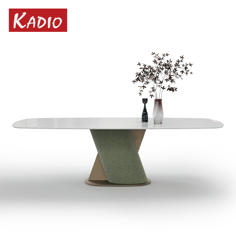 KADIO/意式轻奢天然大理石餐桌/现代高端高级感长方形奢石吃饭桌