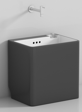 元匠北欧灰色小号拖把池家用阳台卫生间地盆拖布陶瓷墩布池40×30