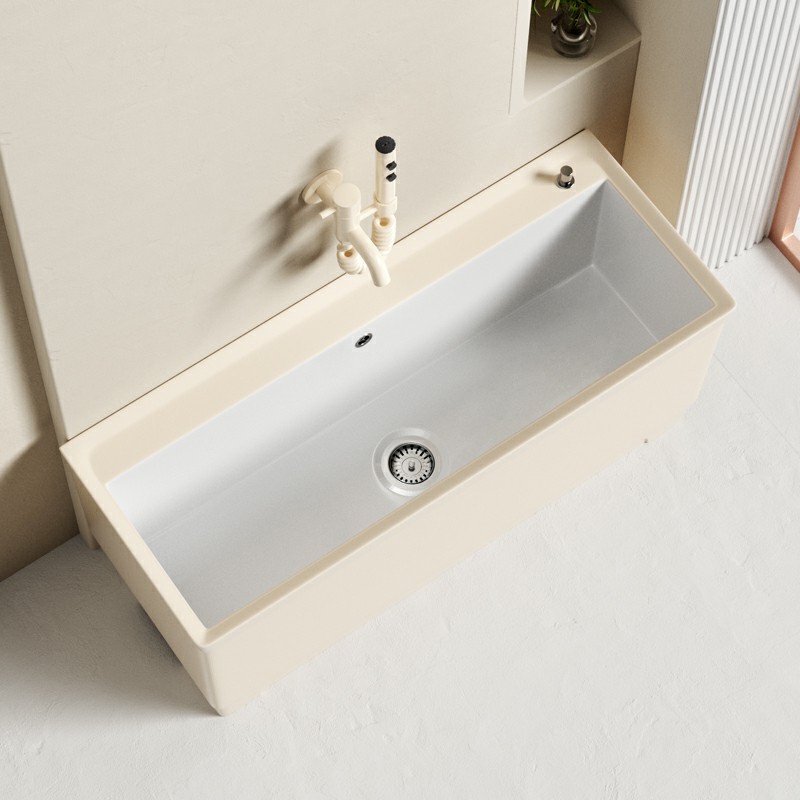 元匠奶油风一米加长大号拖把池