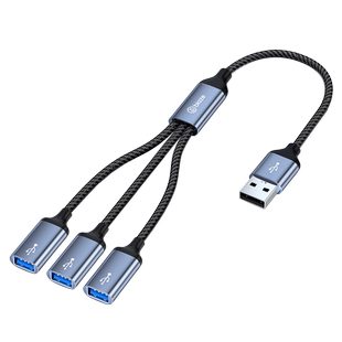 毕亚兹USB分线器2.0多接口插头HUB集线器Type-C延长转接笔记本台式一拖三拓展坞转换接头办公充电3.0鼠标键盘