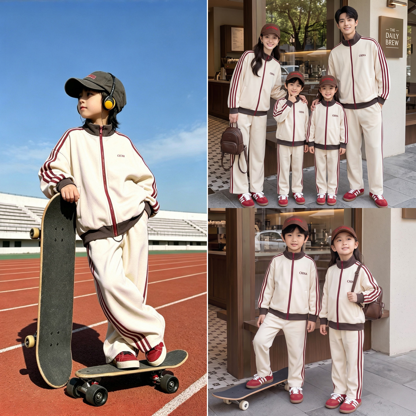 2026新款亲子装一家三口春秋季卫衣母女运动套装棒球服幼儿园班服